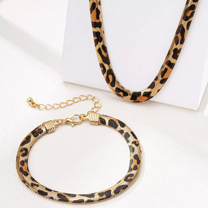 Chunky Leopard Necklace and Bracelet Jewelry Set Leopard / One Size The Nichole Collection