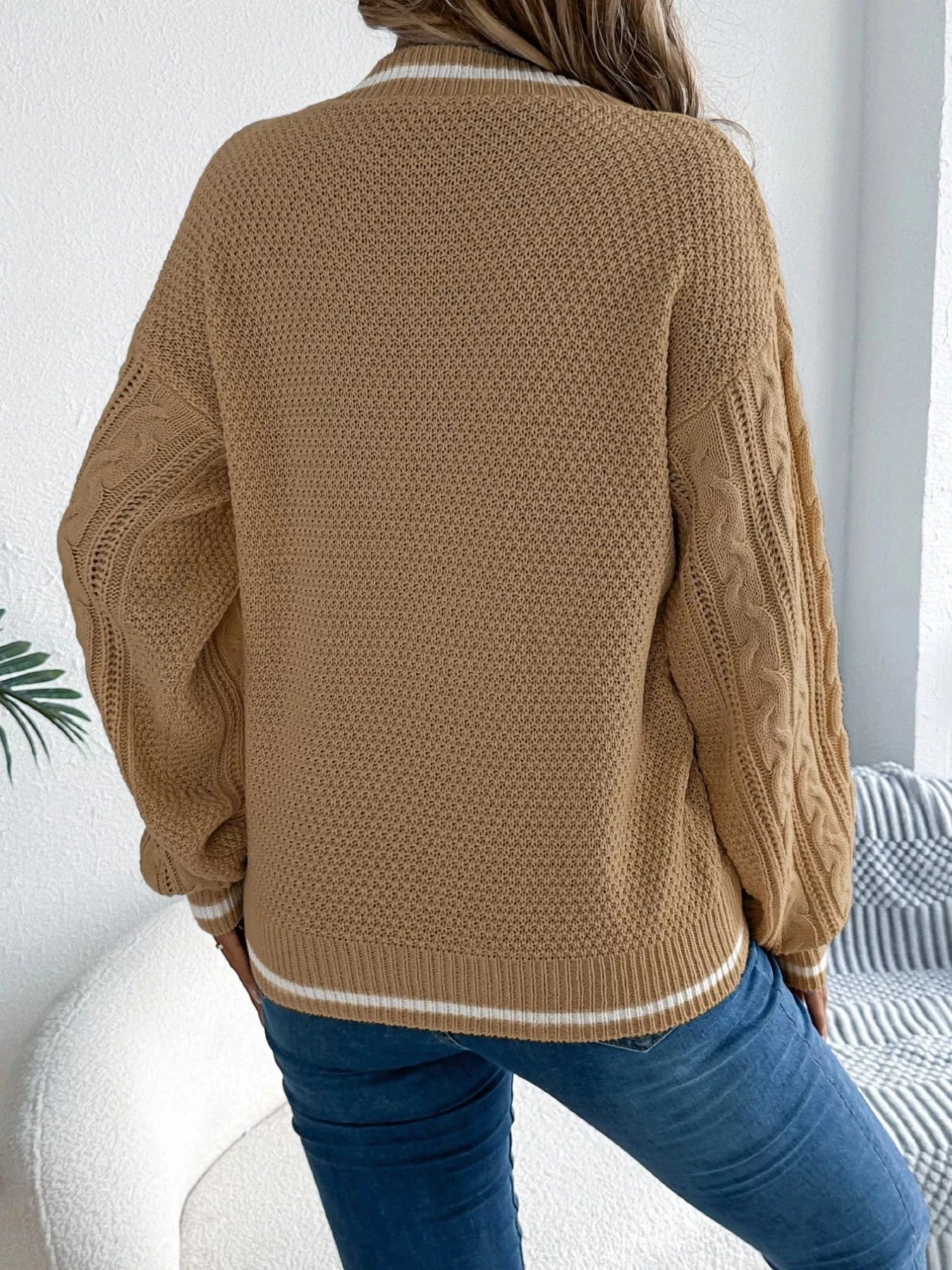 Classic Cable Knit V-Neck Sweater Sweaters The Nichole Collection