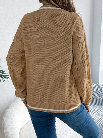 Classic Cable Knit V-Neck Sweater Sweaters The Nichole Collection