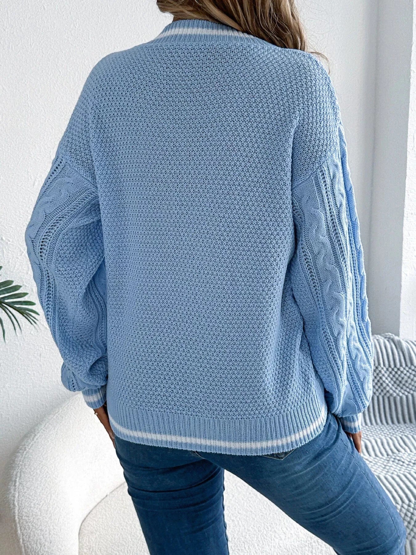 Classic Cable Knit V-Neck Sweater Sweaters The Nichole Collection