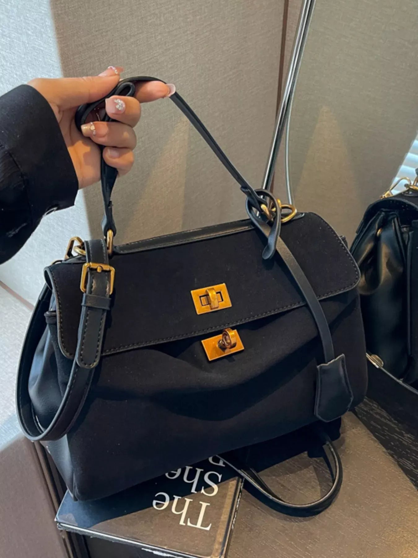 Classic Solid Color Handbag Black / One Size The Nichole Collection