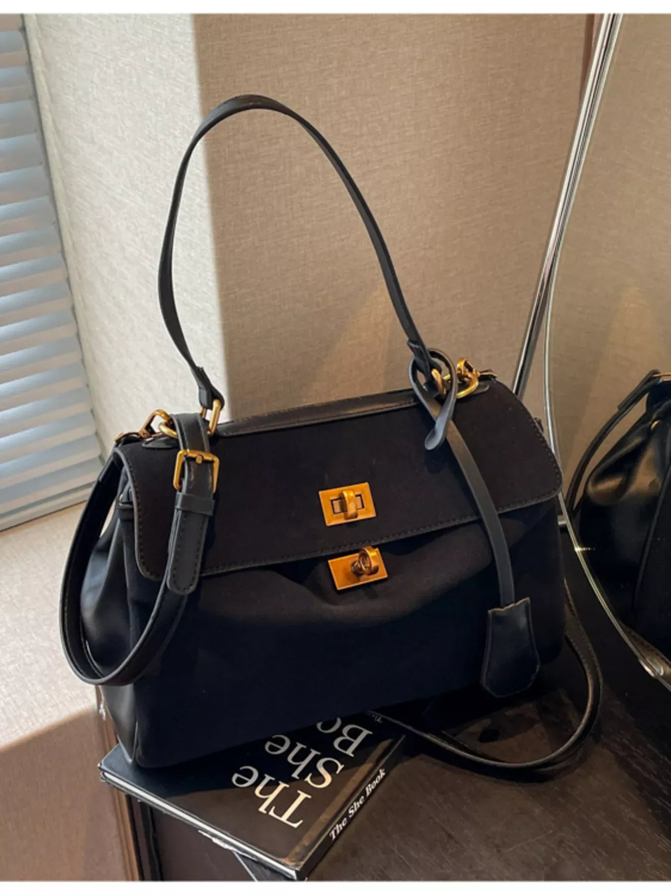 Classic Solid Color Handbag Black / One Size The Nichole Collection