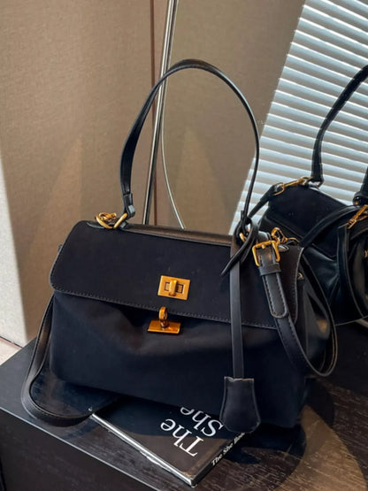 Classic Solid Color Handbag Black / One Size The Nichole Collection