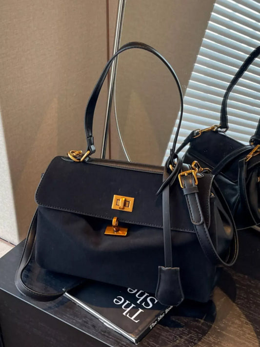 Classic Solid Color Handbag Black / One Size The Nichole Collection