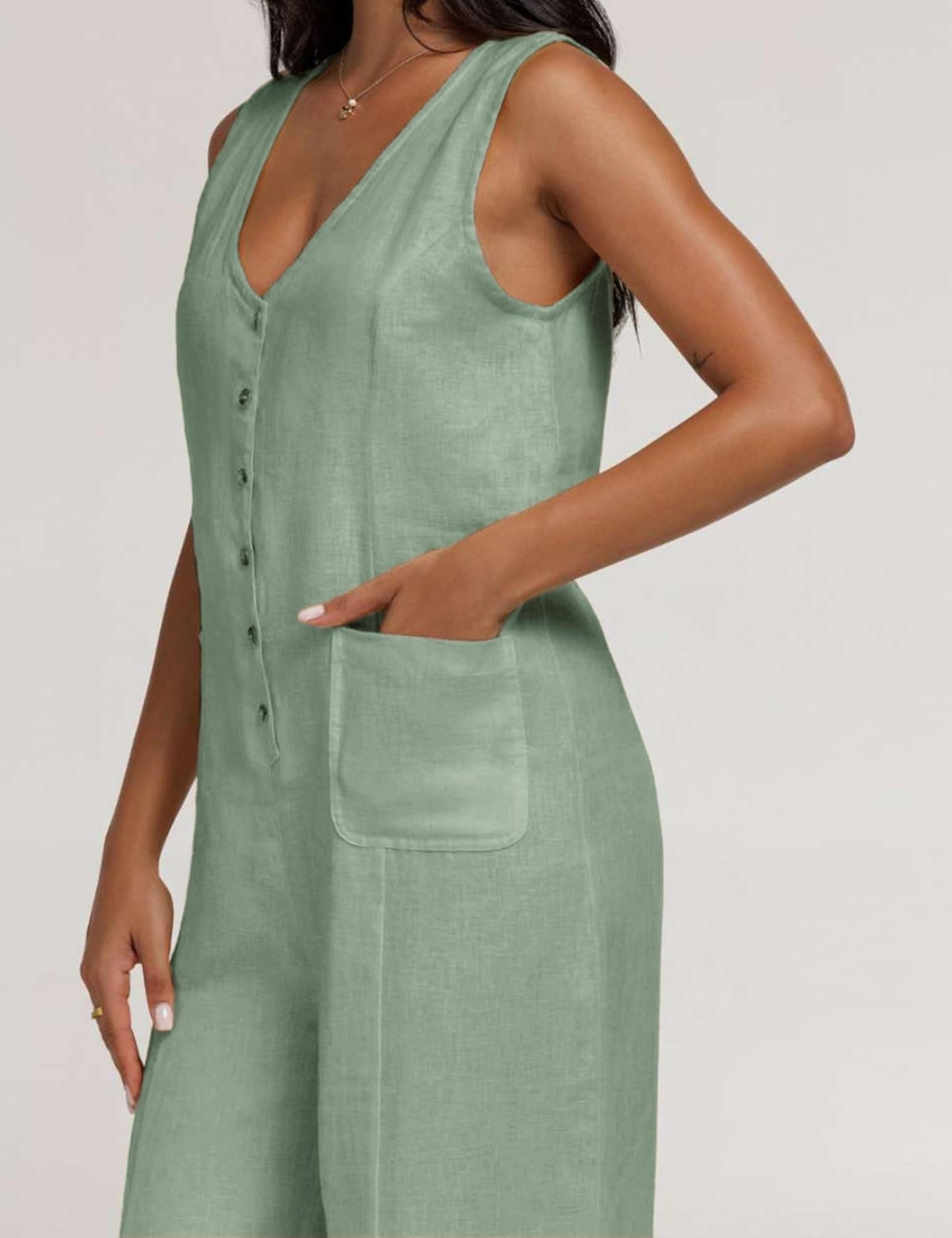Coastal Breeze Cotton Linen Wide Leg Jumpsuit The Nichole Collection