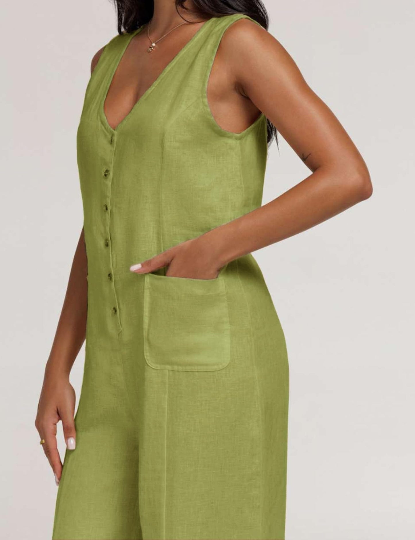 Coastal Breeze Cotton Linen Wide Leg Jumpsuit The Nichole Collection