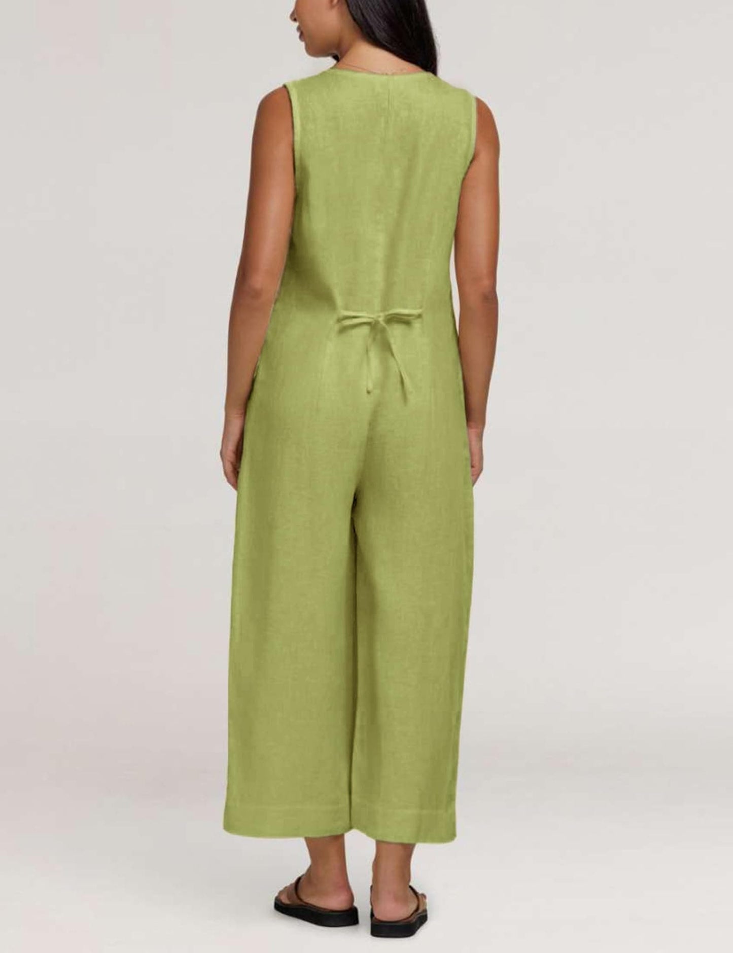 Coastal Breeze Cotton Linen Wide Leg Jumpsuit The Nichole Collection