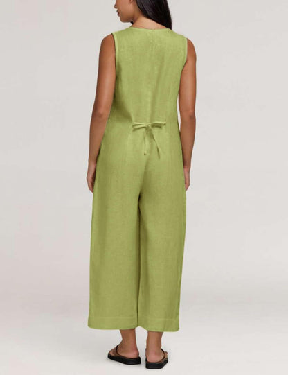 Coastal Breeze Cotton Linen Wide Leg Jumpsuit The Nichole Collection