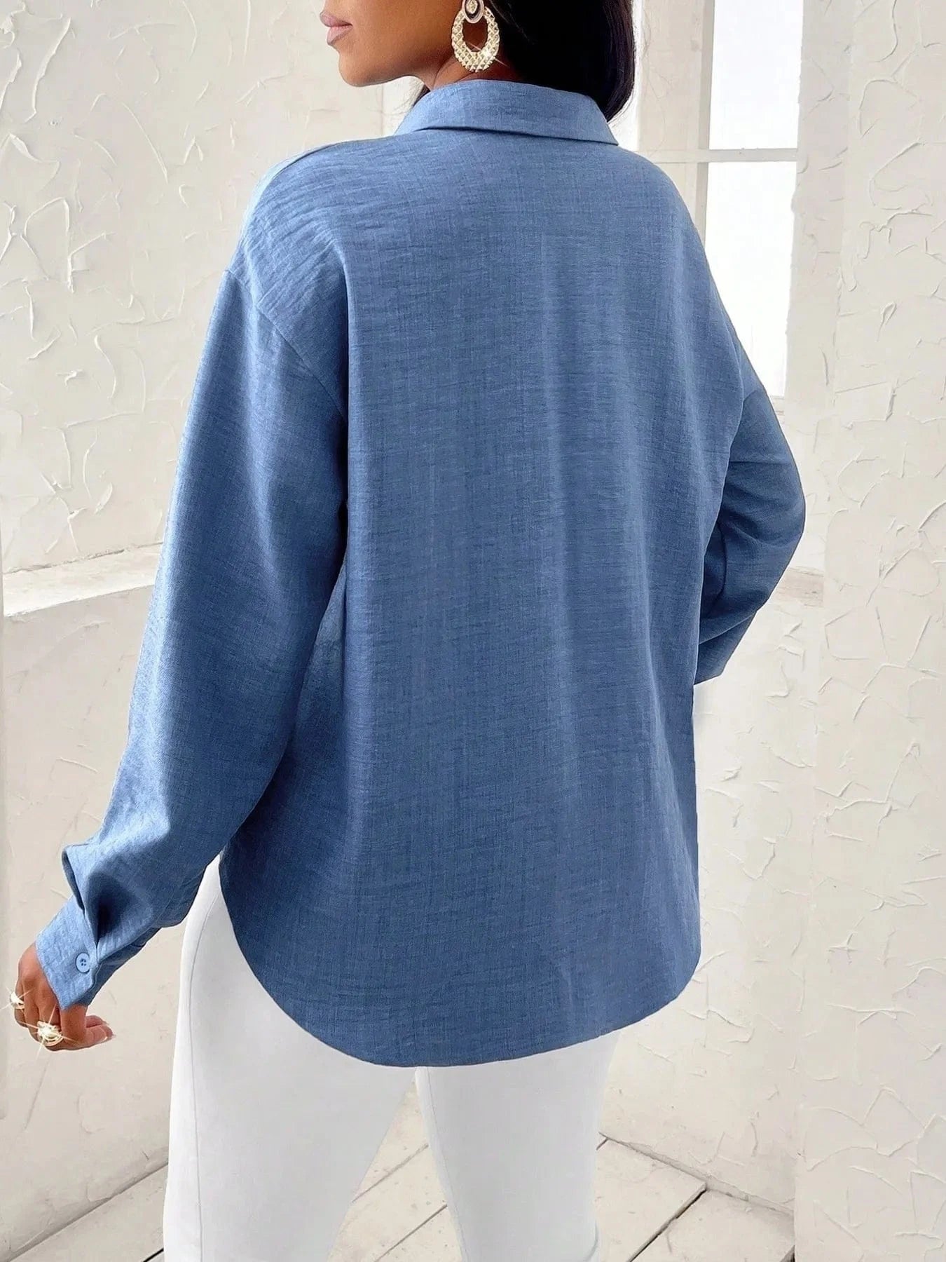 Collared Long Sleeve Blouse Shirts & Tops The Nichole Collection