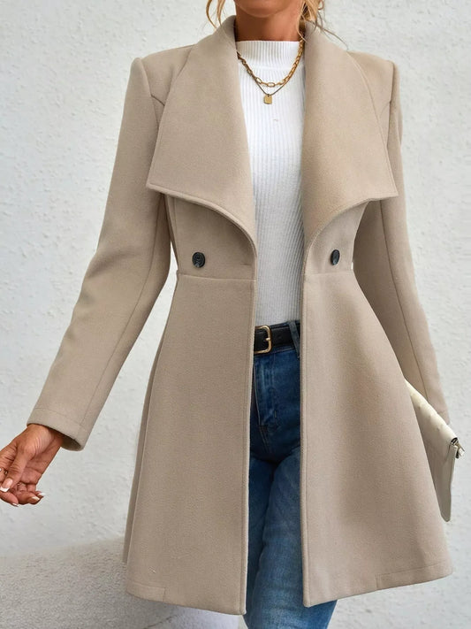 Collared Neck Double Breasted Coat Apricot / S The Nichole Collection