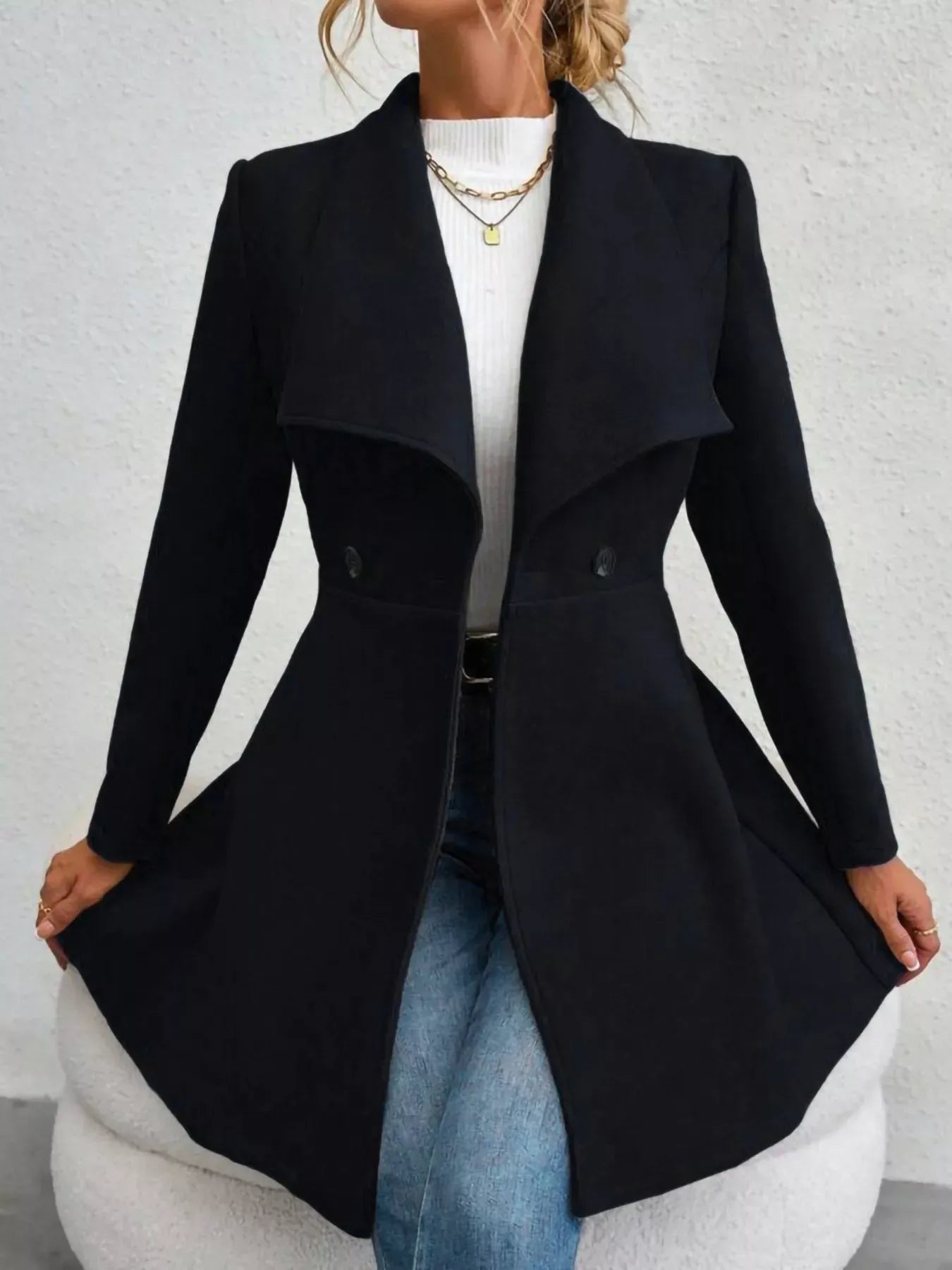 Collared Neck Double Breasted Coat The Nichole Collection