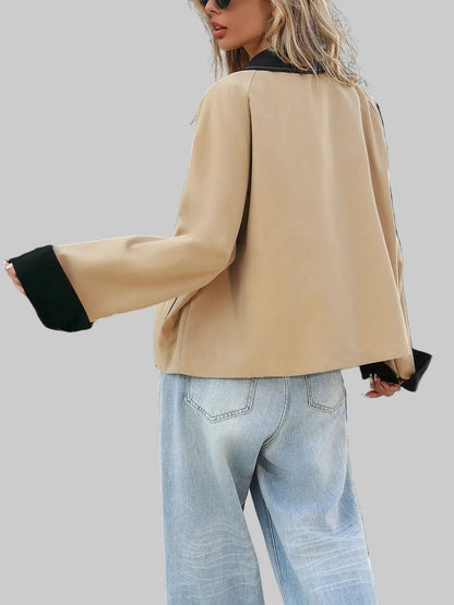 Color Block Button-Up Casual Jacket Jackets The Nichole Collection