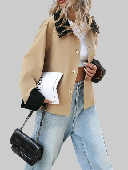 Color Block Button-Up Casual Jacket Jackets The Nichole Collection