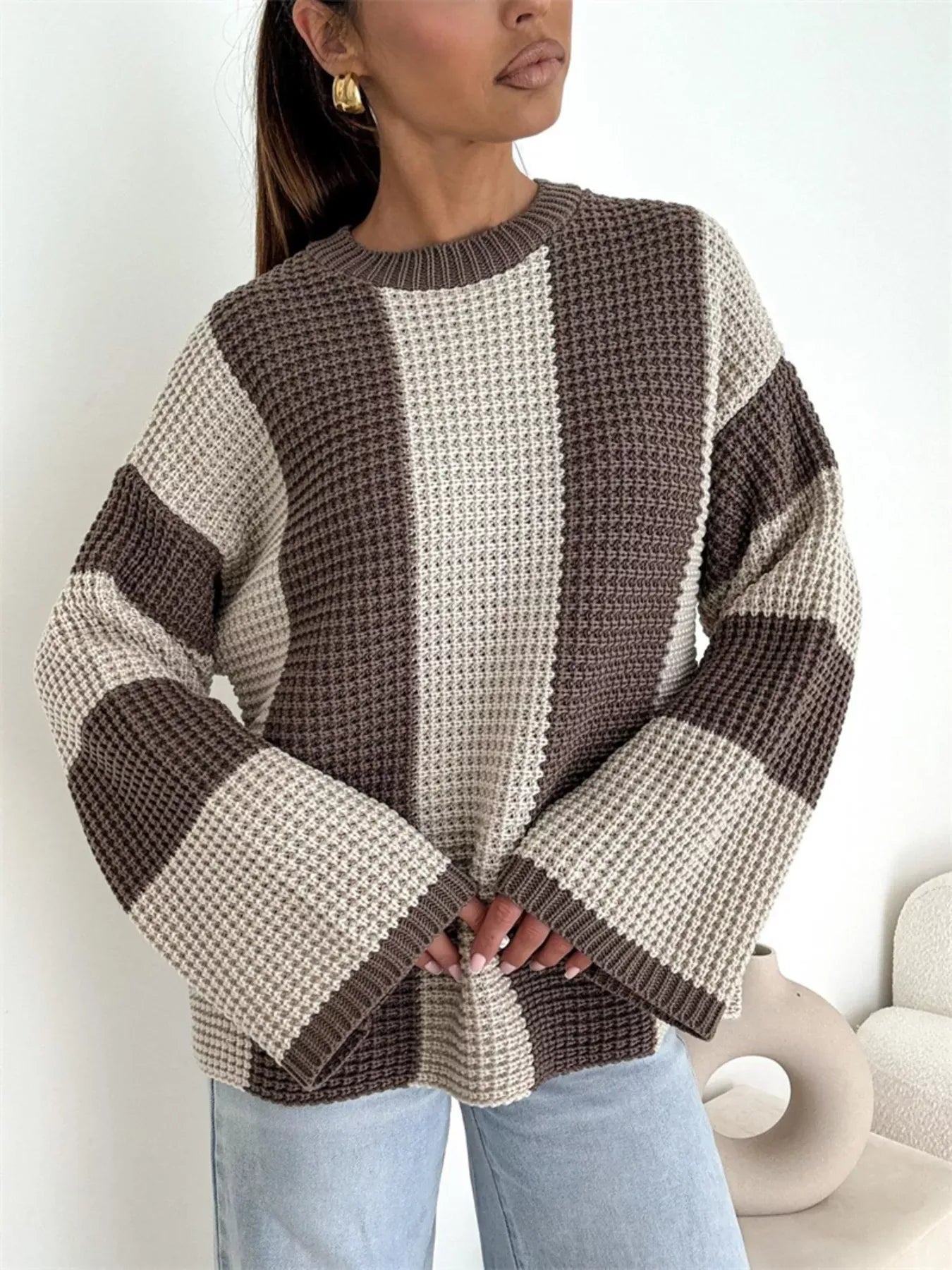 Color Block Long Sleeve Sweater The Nichole Collection