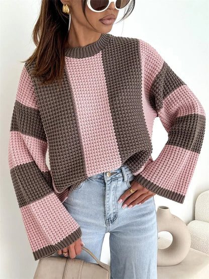 Color Block Long Sleeve Sweater The Nichole Collection