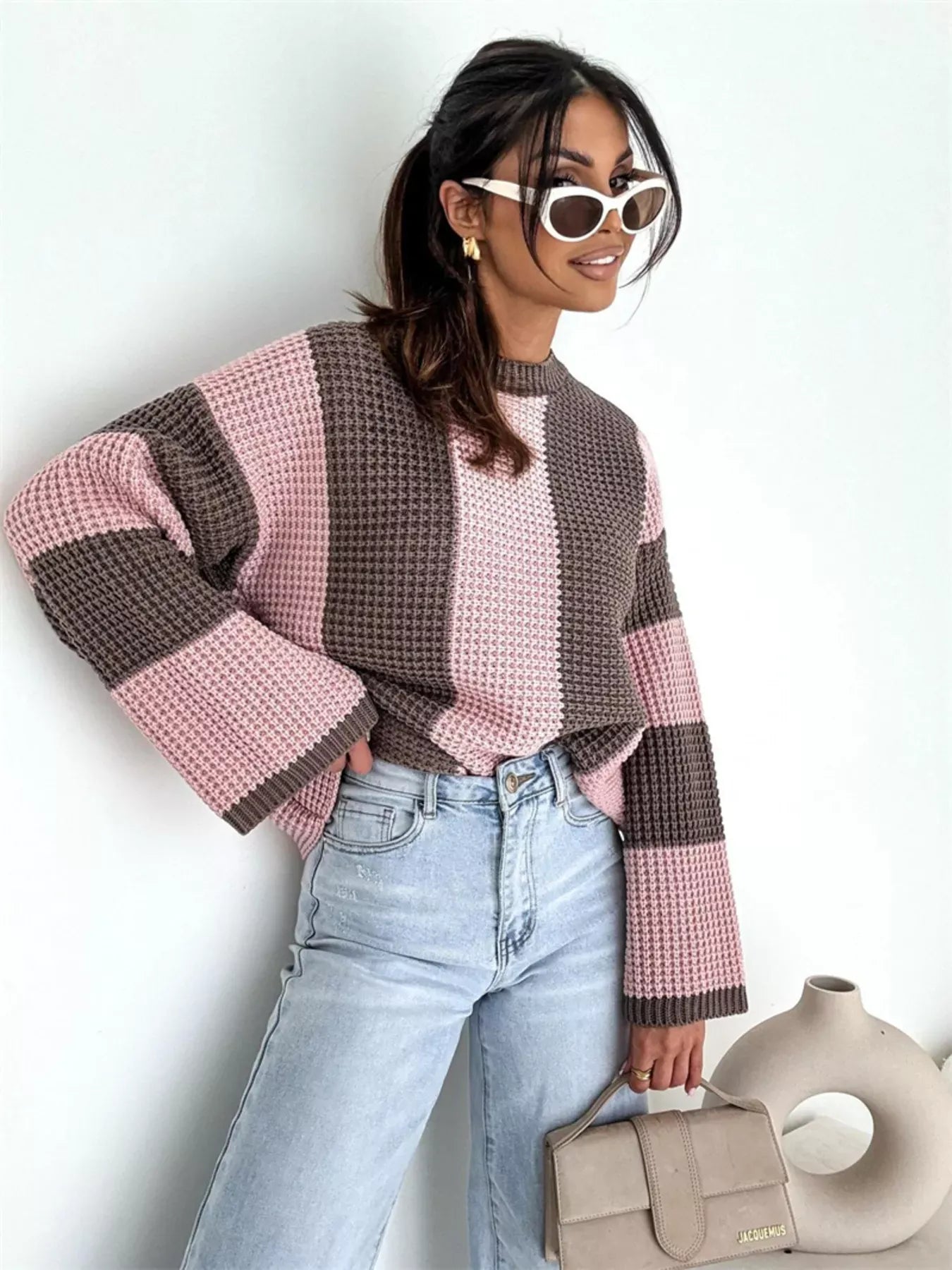 Color Block Long Sleeve Sweater The Nichole Collection