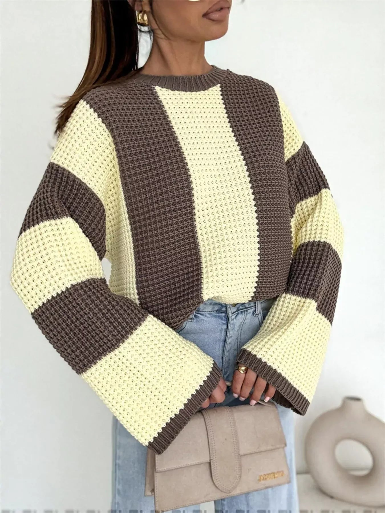 Color Block Long Sleeve Sweater The Nichole Collection