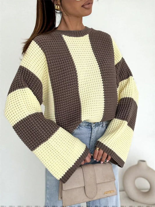 Color Block Long Sleeve Sweater The Nichole Collection