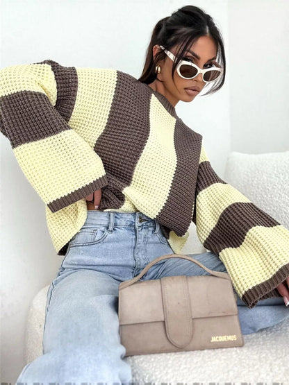 Color Block Long Sleeve Sweater The Nichole Collection