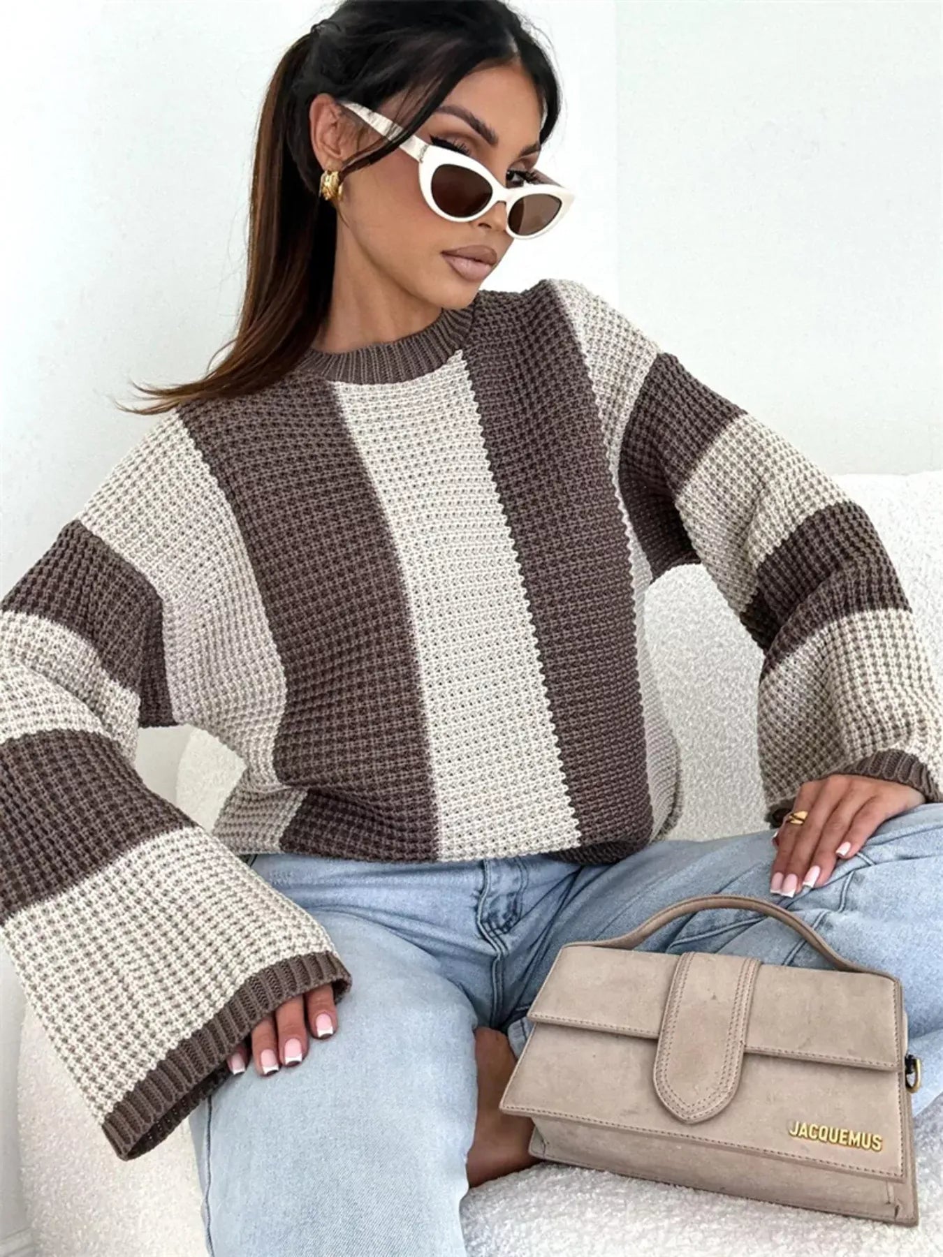 Color Block Long Sleeve Sweater The Nichole Collection