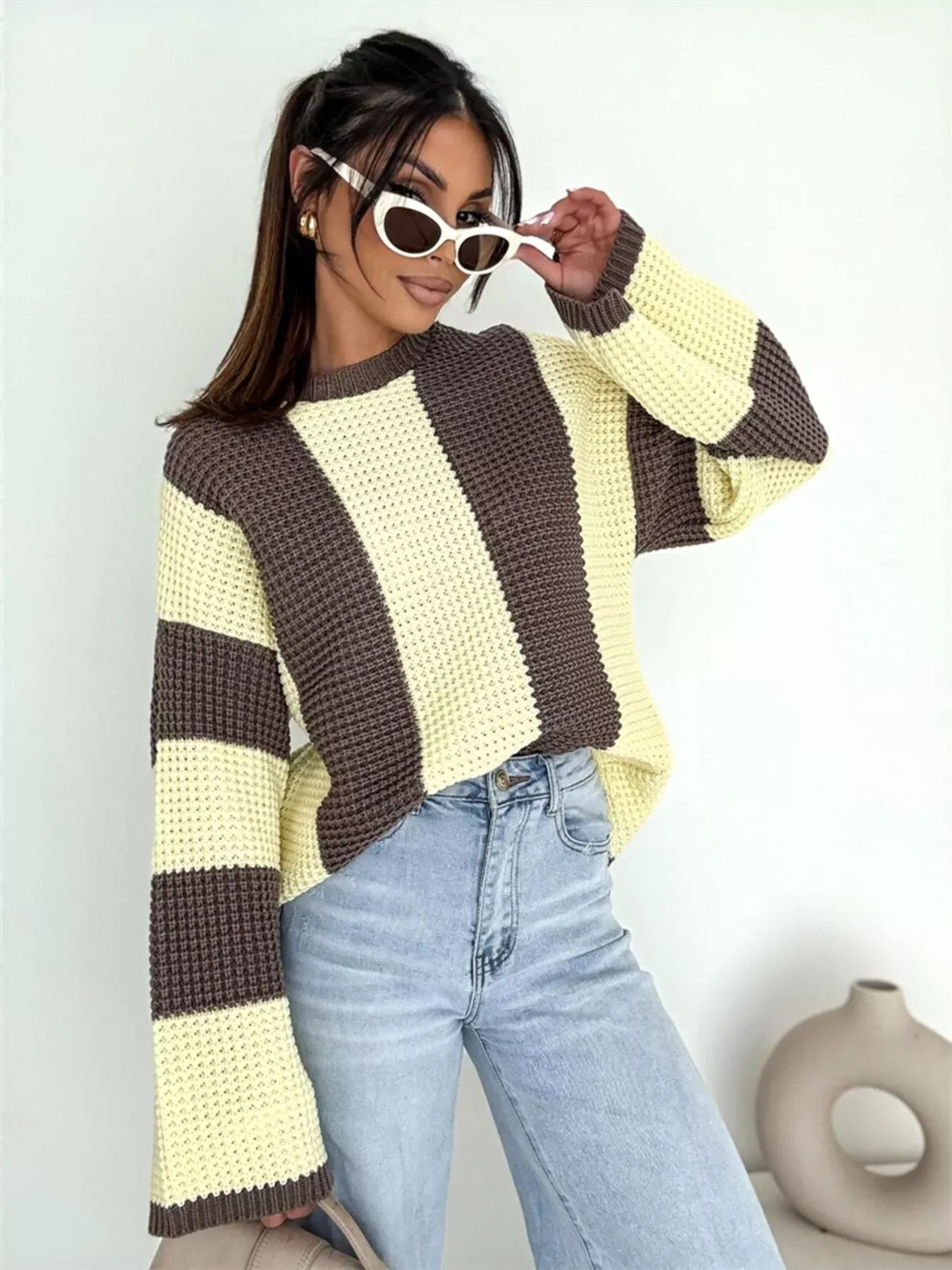 Color Block Long Sleeve Sweater The Nichole Collection