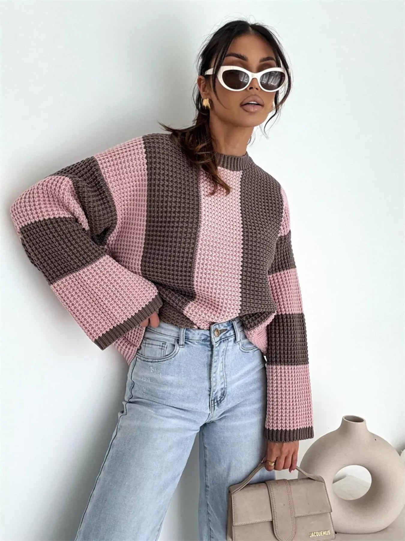 Color Block Long Sleeve Sweater The Nichole Collection