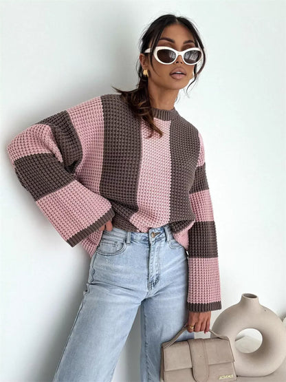 Color Block Long Sleeve Sweater The Nichole Collection