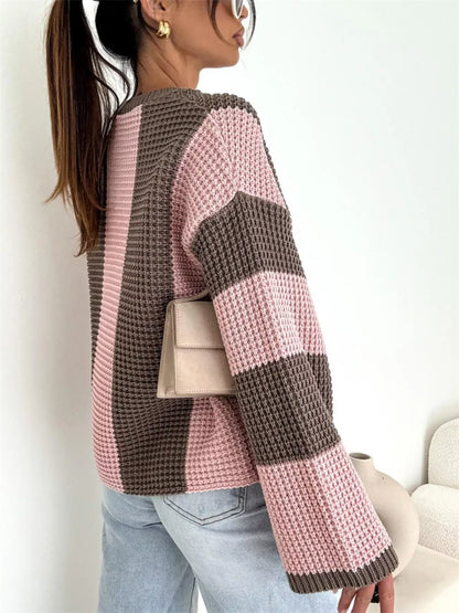 Color Block Long Sleeve Sweater The Nichole Collection