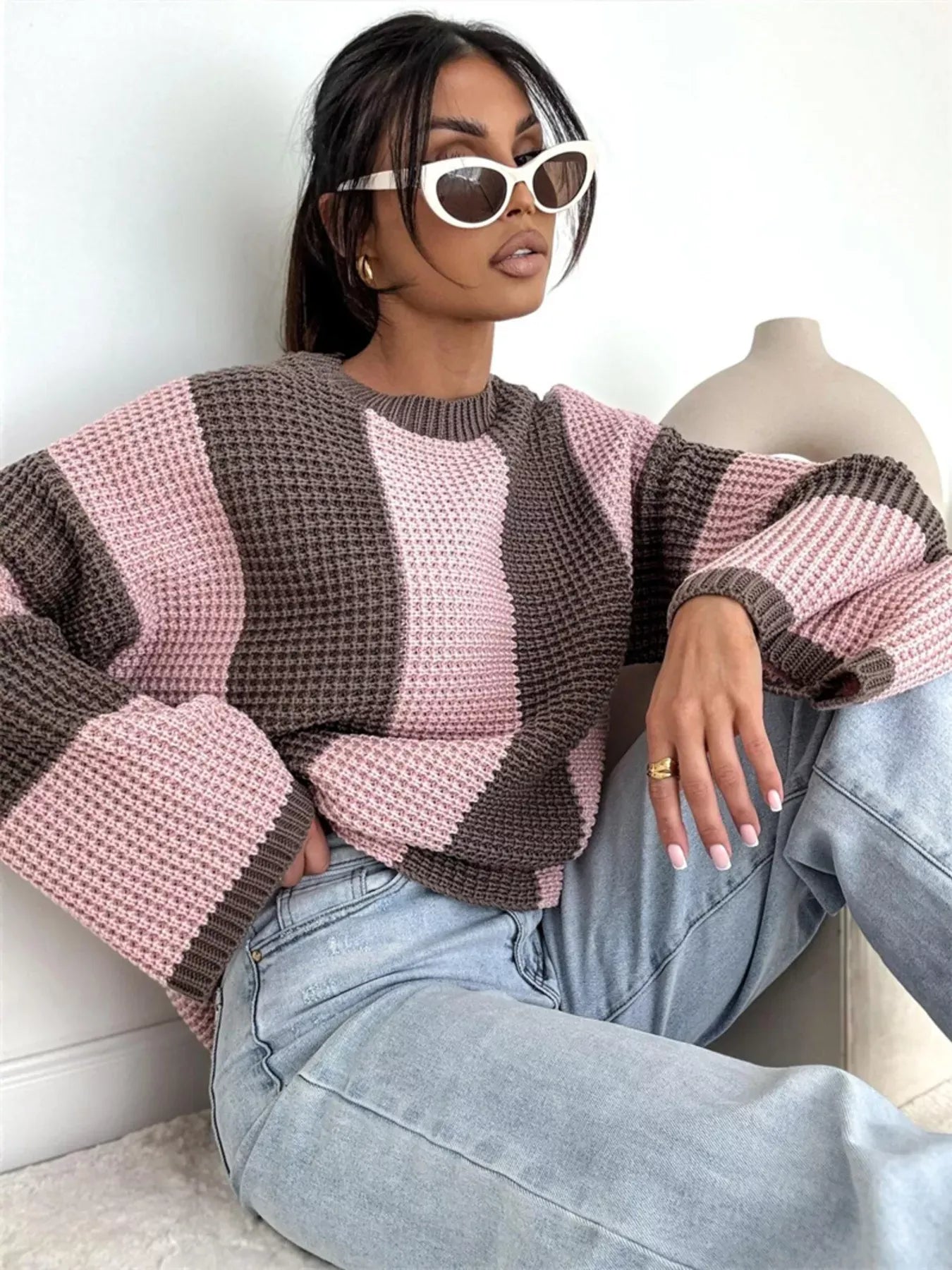 Color Block Long Sleeve Sweater The Nichole Collection