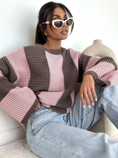 Color Block Long Sleeve Sweater The Nichole Collection