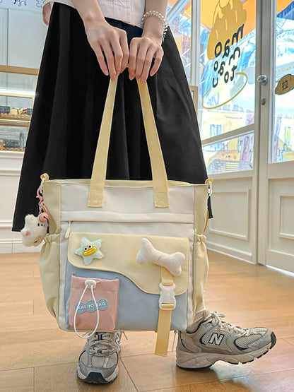 Color Block Multi Pockets Tote Bag The Nichole Collection