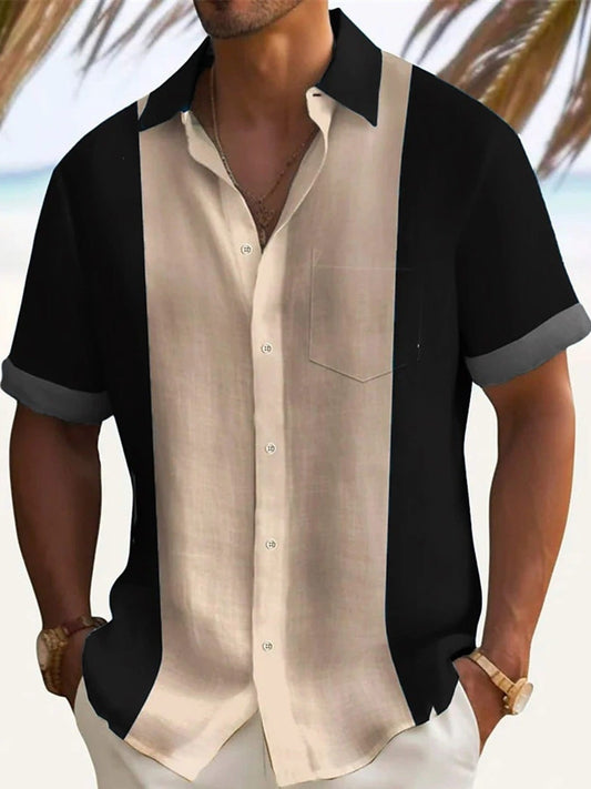 Color Block Short Sleeve Shirt Black / S The Nichole Collection
