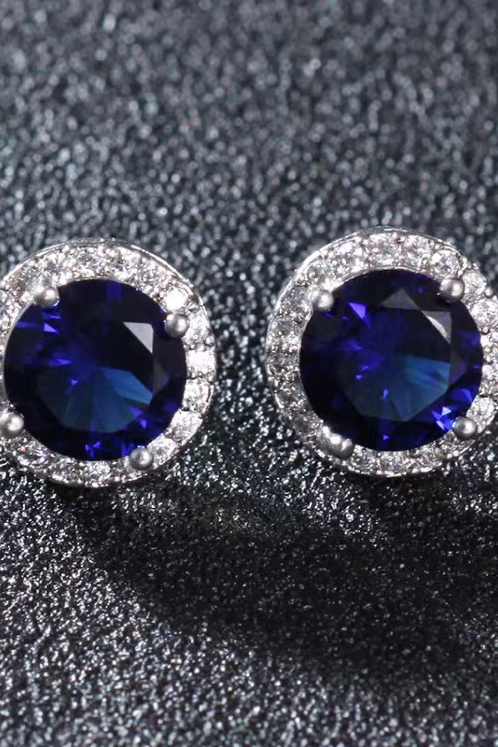 Contrast 2 Carat Moissanite Platinum-Plated Stud Earrings Blue / One Size The Nichole Collection