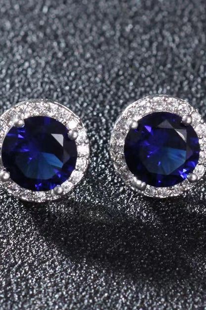 Contrast 2 Carat Moissanite Platinum-Plated Stud Earrings Blue / One Size The Nichole Collection