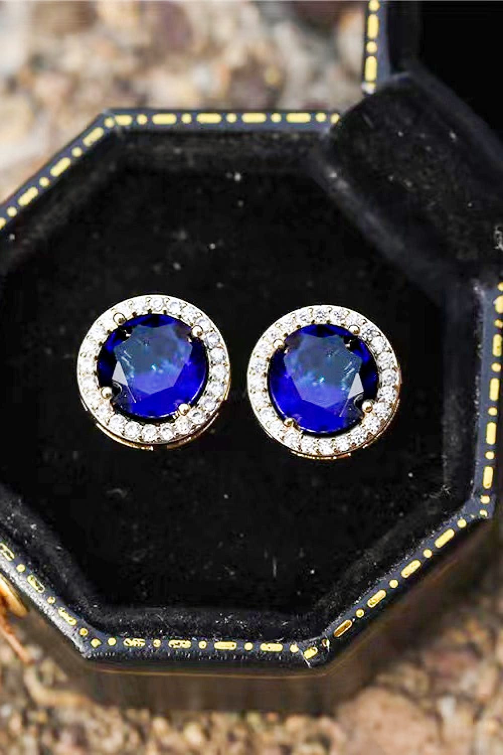 Contrast 2 Carat Moissanite Platinum-Plated Stud Earrings Blue / One Size The Nichole Collection