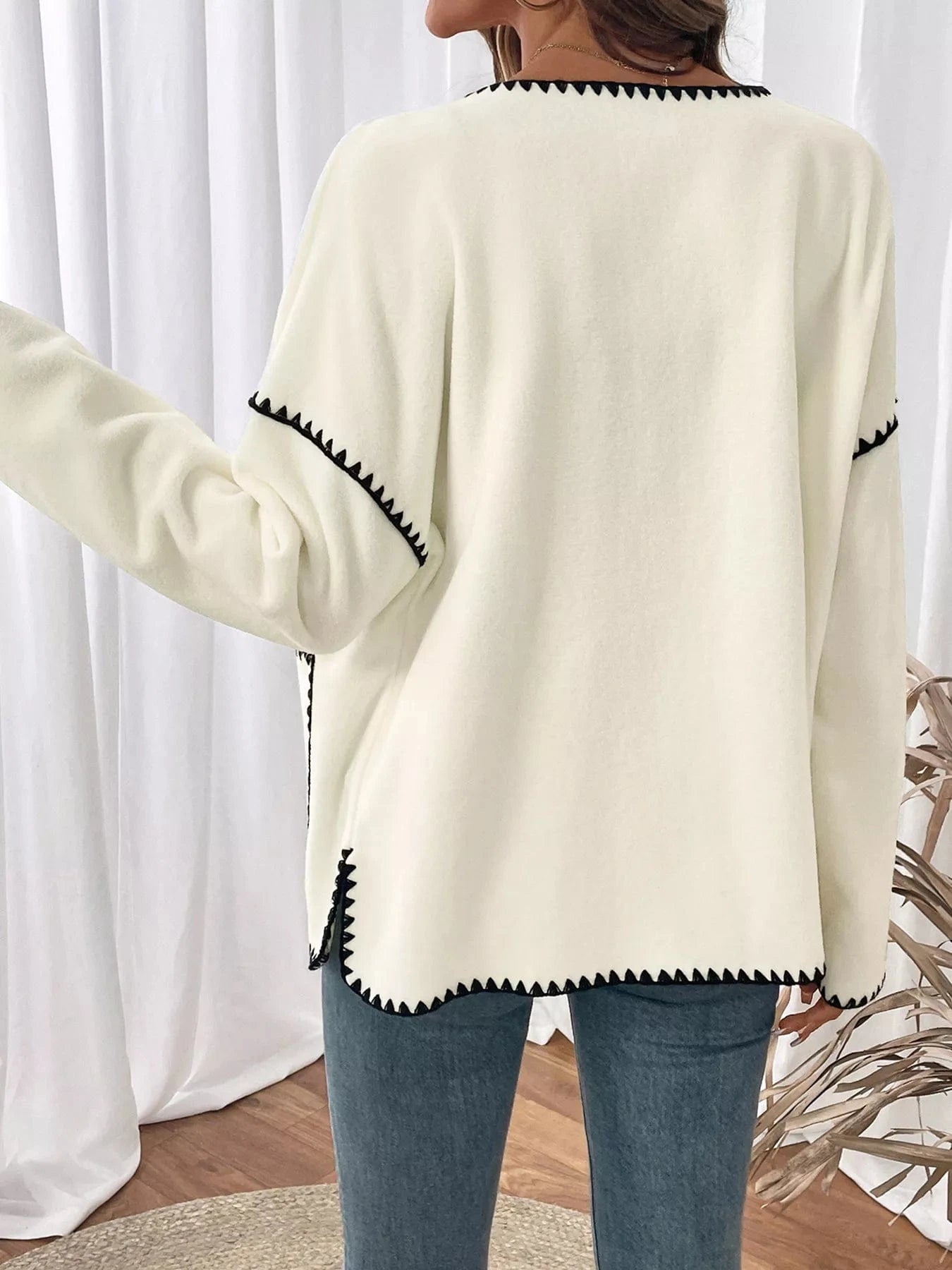 Contrast Trim Button Up Jacket The Nichole Collection