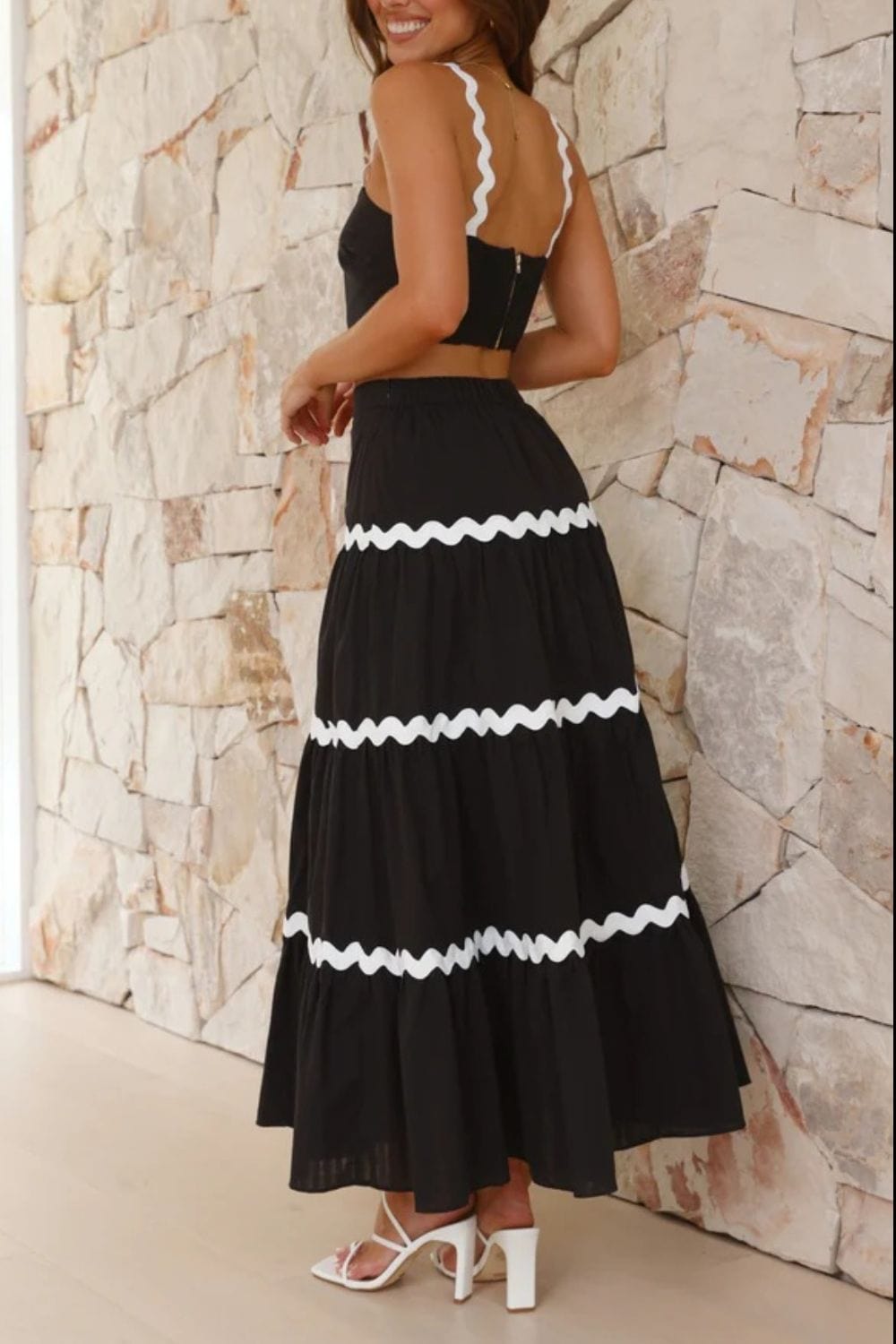Contrast Trim Cami and Maxi Skirt Set The Nichole Collection