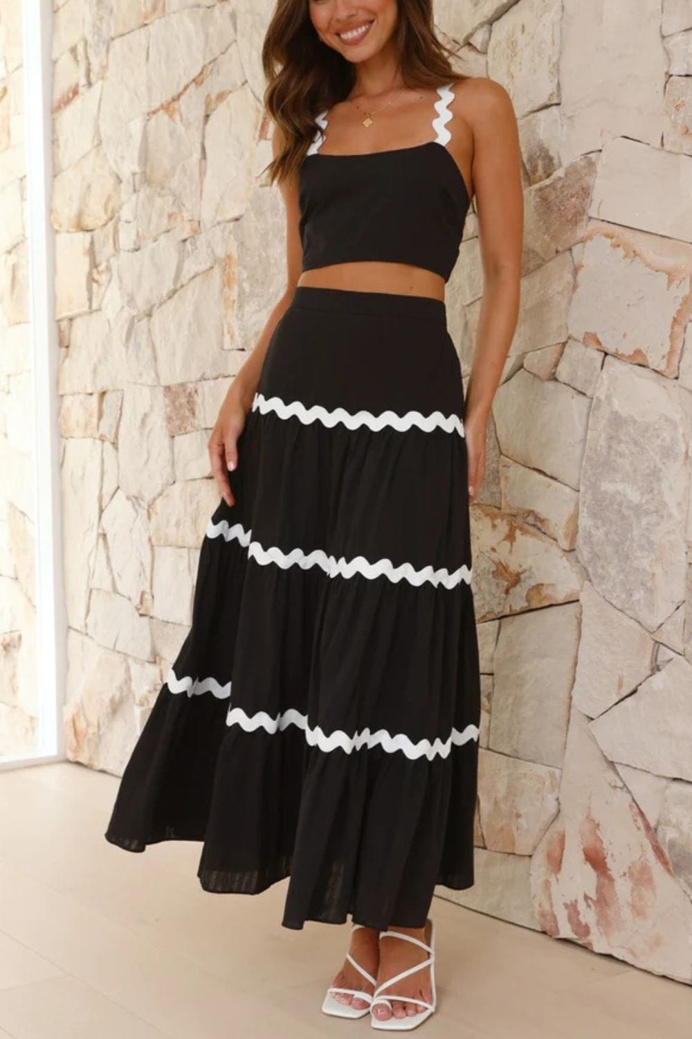Contrast Trim Cami and Maxi Skirt Set The Nichole Collection