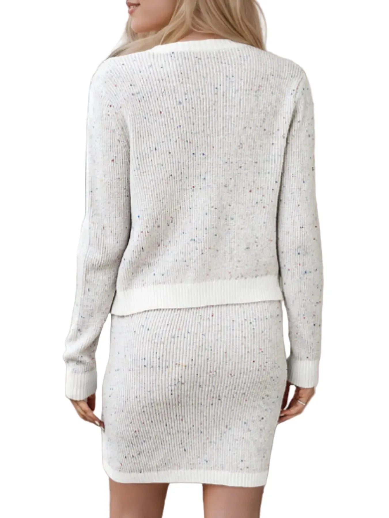 Contrast Trim Ribbed Top and Skirt Sweater Set The Nichole Collection
