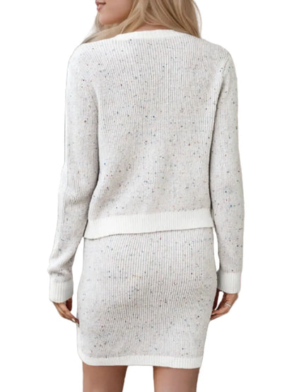 Contrast Trim Ribbed Top and Skirt Sweater Set The Nichole Collection