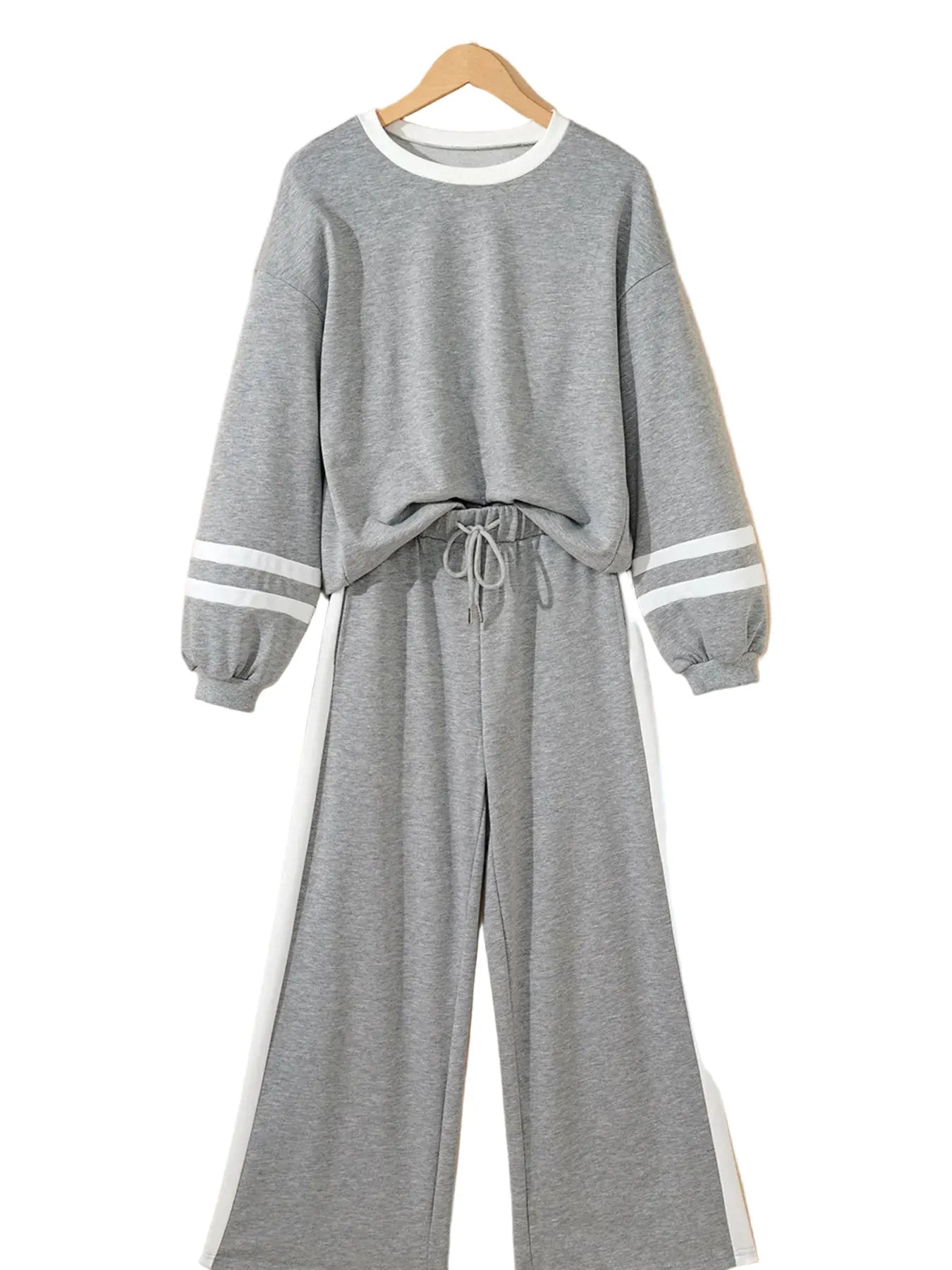 Contrast Trim Round Neck Top and Pants Set Women's Sets The Nichole Collection