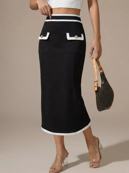 Contrast Trim Skirt The Nichole Collection