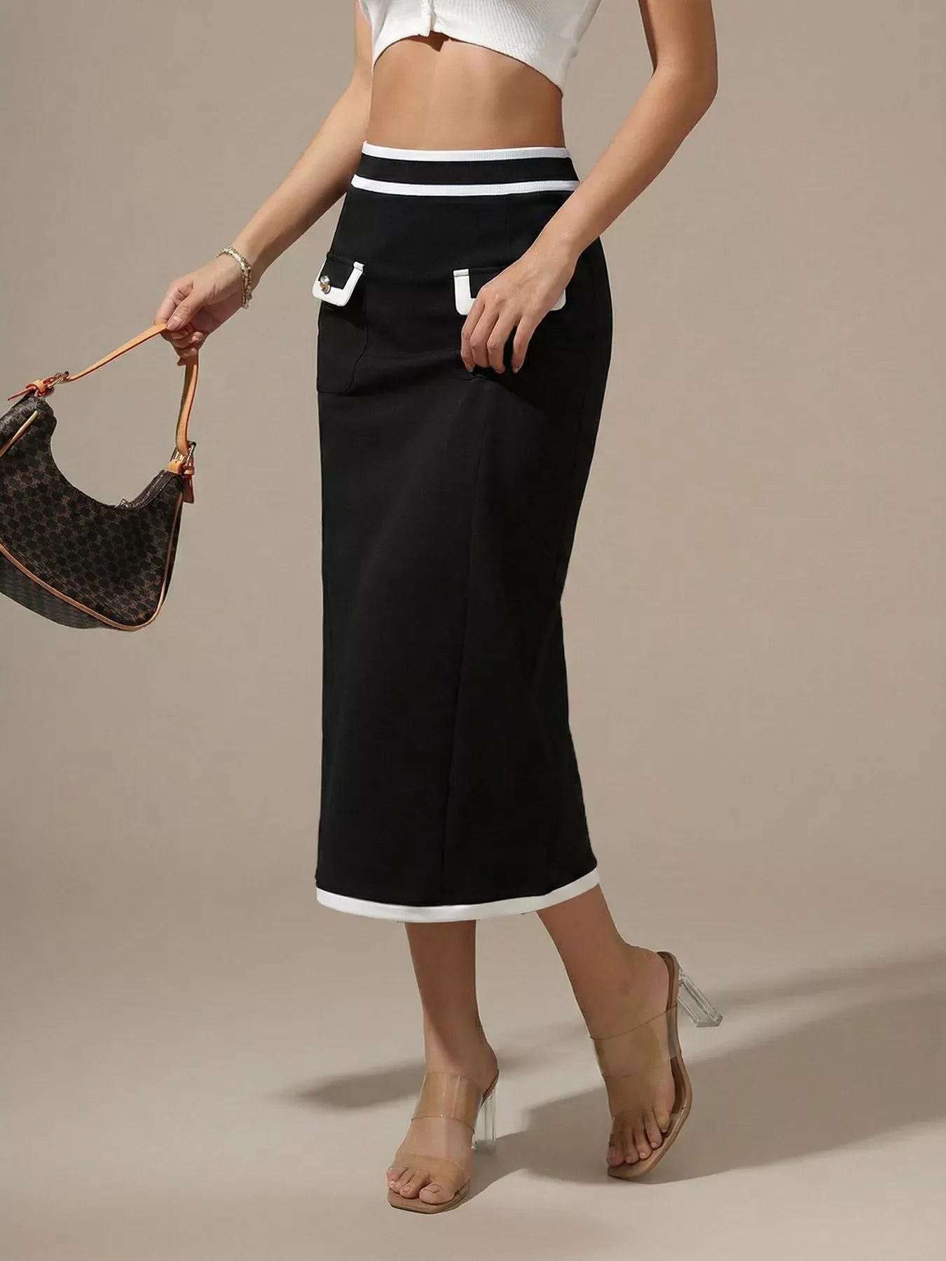 Contrast Trim Skirt The Nichole Collection