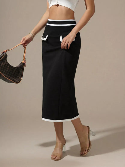 Contrast Trim Skirt The Nichole Collection