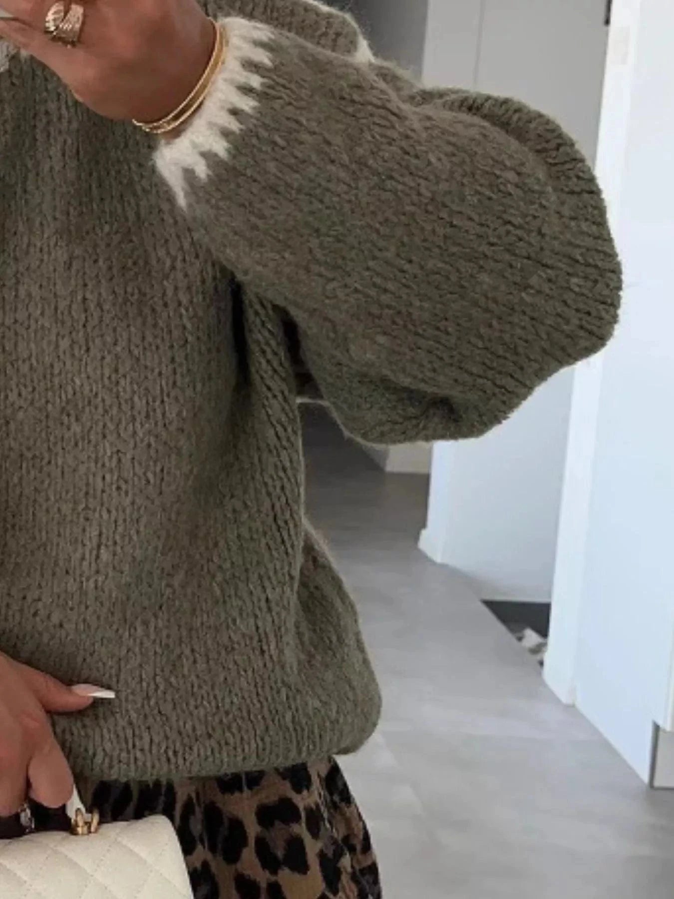 Contrast Trim Turtleneck Long Sleeve Sweater Sweaters The Nichole Collection