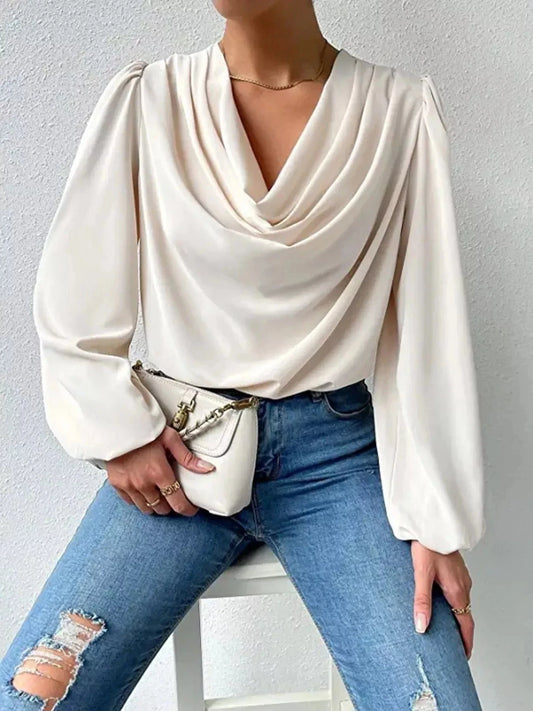 Cowl Neck Balloon Sleeve Blouse Shirts & Tops The Nichole Collection