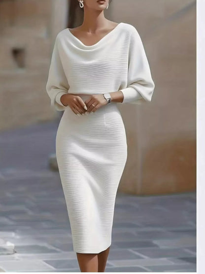 Cowl Neck Knit Bodycon Dress White / S The Nichole Collection - Official Site