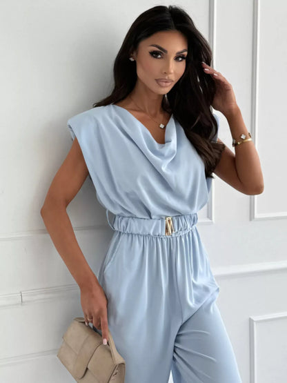 Cowl Neck Wide-Leg Jumpsuit The Nichole Collection