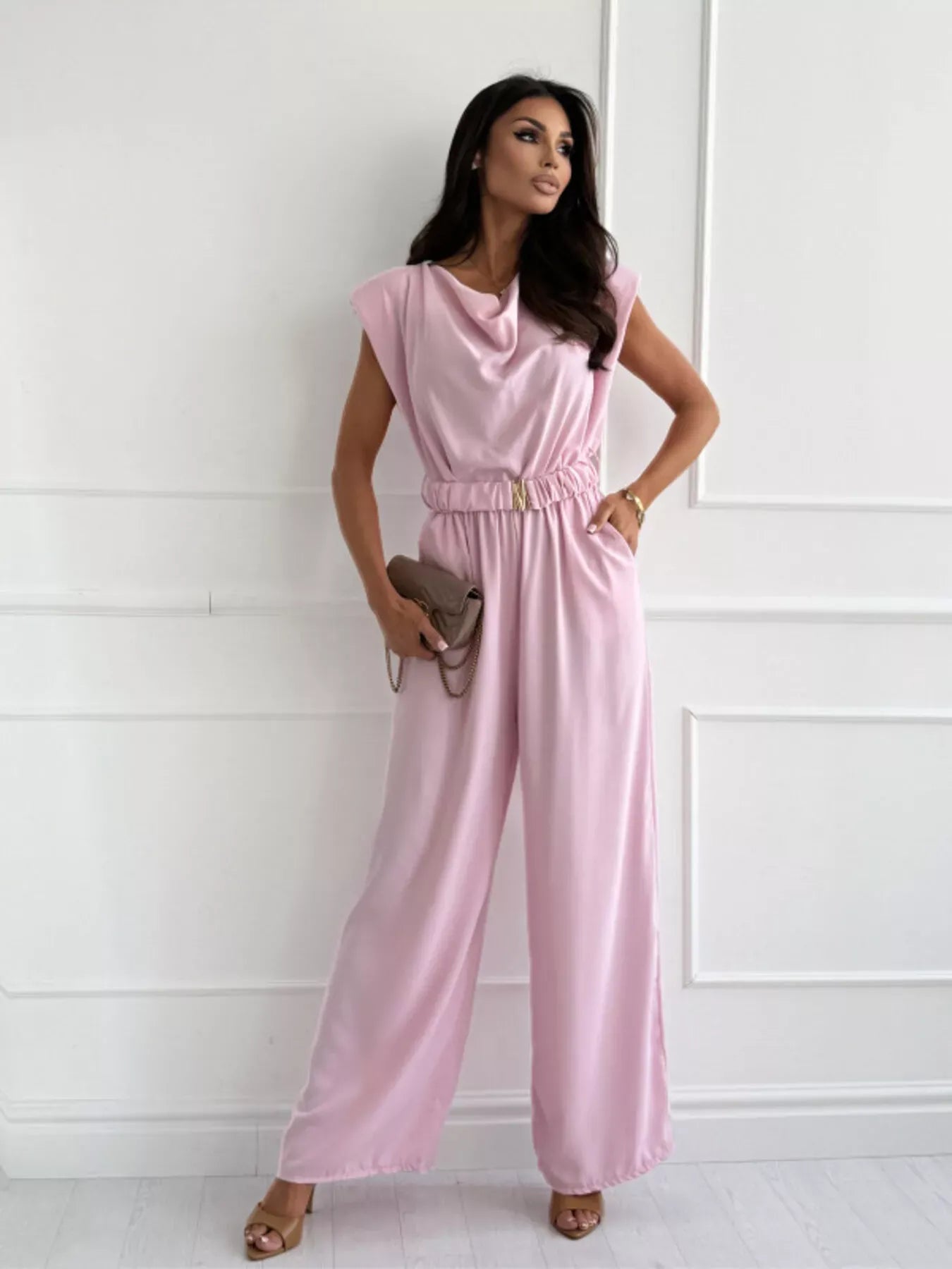 Cowl Neck Wide-Leg Jumpsuit The Nichole Collection
