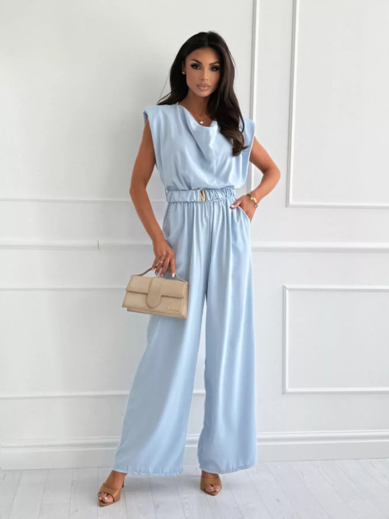 Cowl Neck Wide-Leg Jumpsuit The Nichole Collection